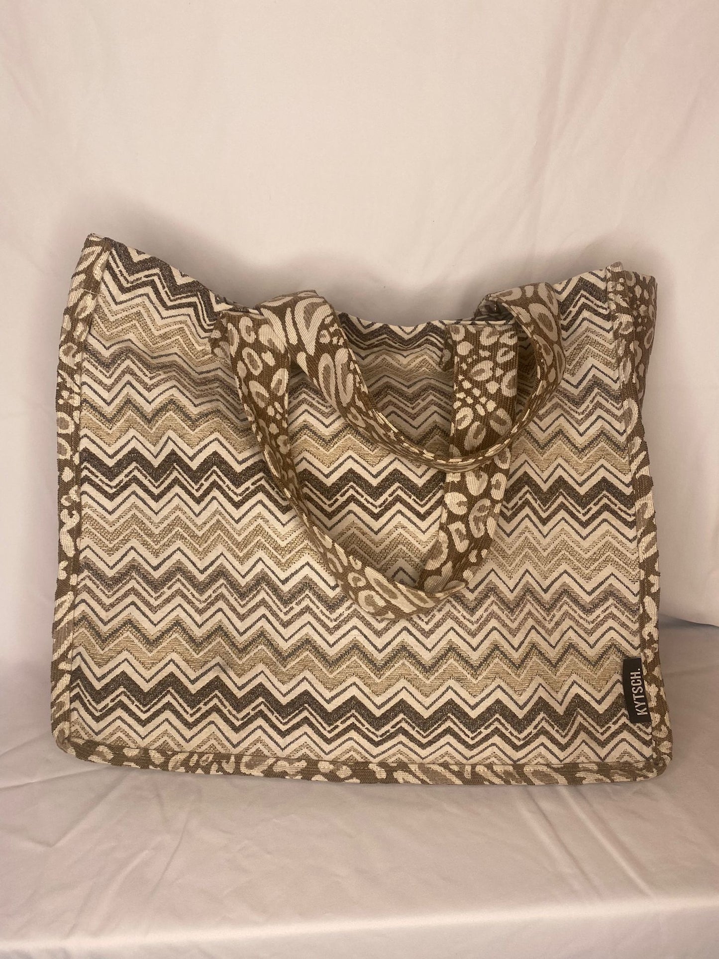 Kytsch tas ecru zigzag