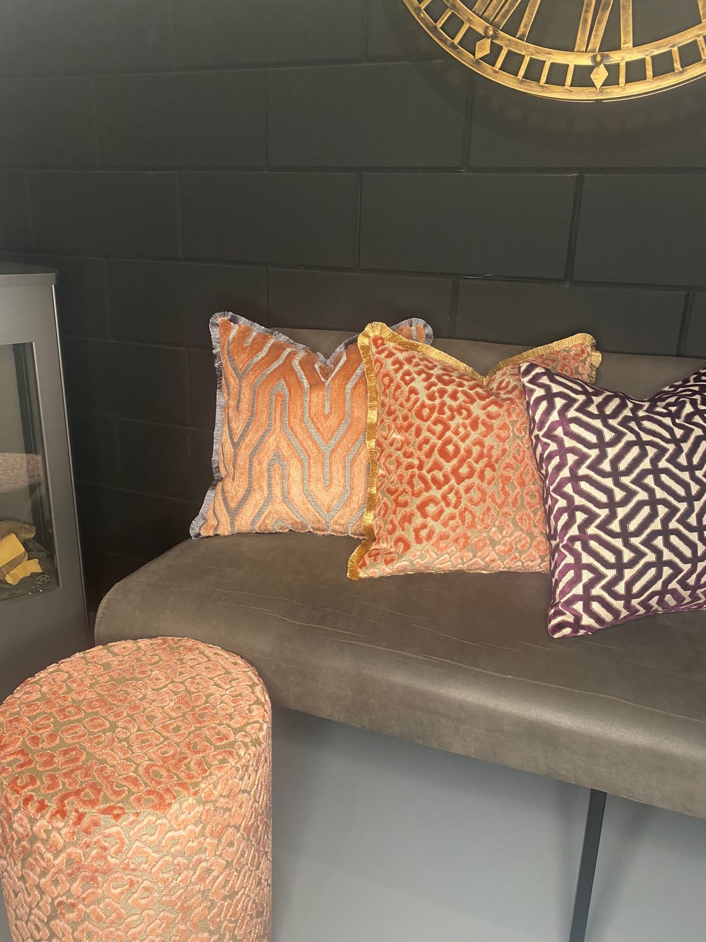 Kussen Panter velvet oud roze