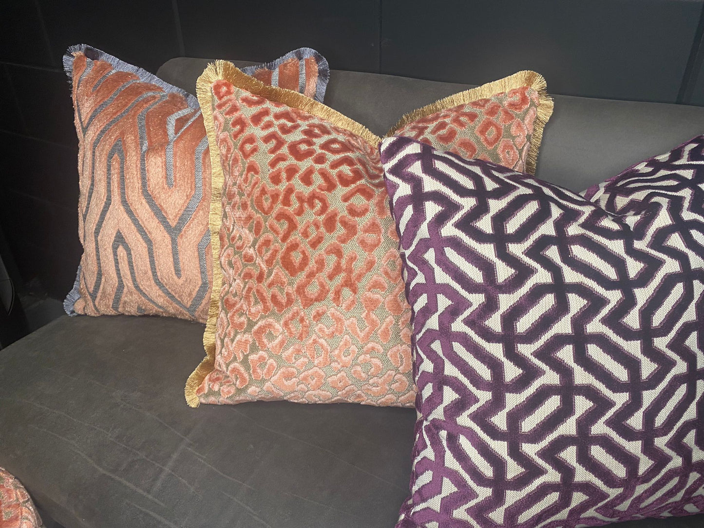 Kussen Panter velvet oud roze